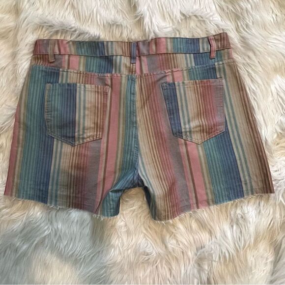 NWT Crazy Train Shorts Women Size 3X Stripes Raw Hem Pink Blue Plus Size - Picture 5 of 5
